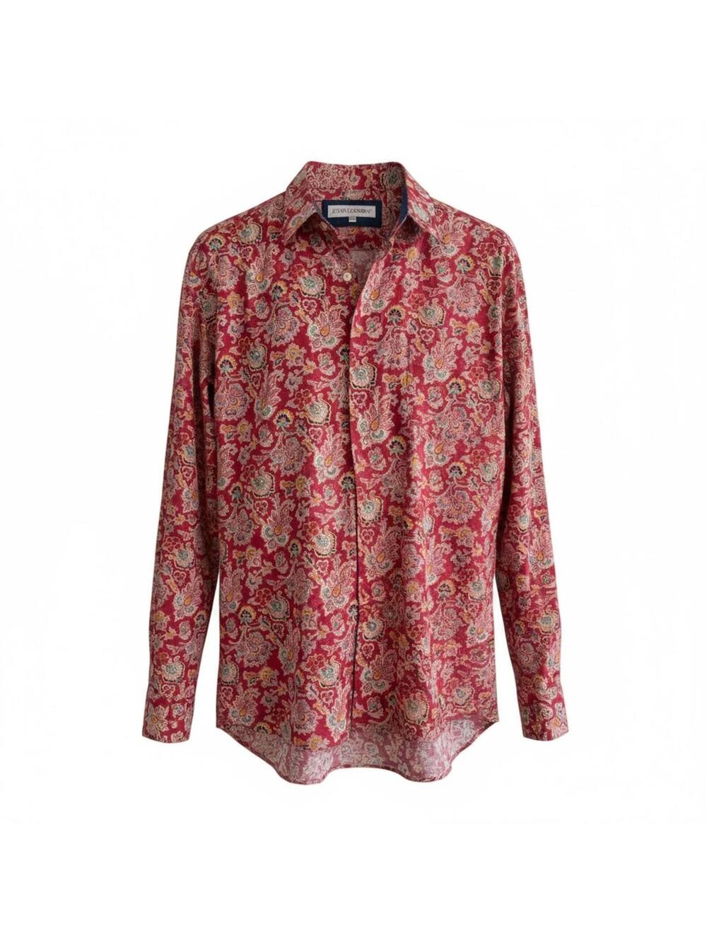John Lennon Paisley Button Up Shirt Red Cotton Retro Mod XXL